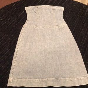 Strapless denim Theory dress